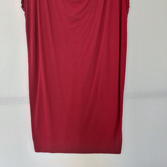 Eileen Fisher Berry Pink Drape Front Comfy Rayon Lycra Cap Sleeve Dress szM - Picture 4 of 9